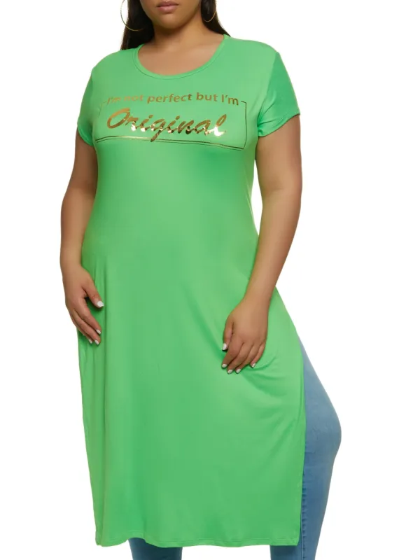 Plus Size Foil Im Not Perfect But Im Original Maxi Tee sold by Rainbow