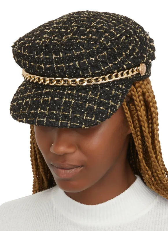 Chain Detail Plaid Cabbie Hat sold by Rainbow