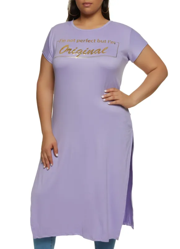 Plus Size Foil Im Not Perfect But Im Original Maxi Tee sold by Rainbow