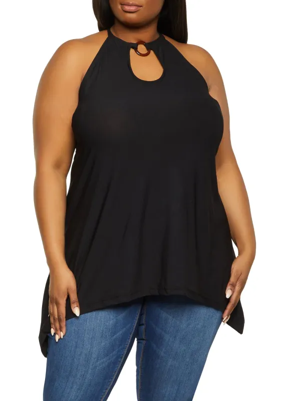 Plus Size Sharkbite Hem Tank Top sold by Rainbow