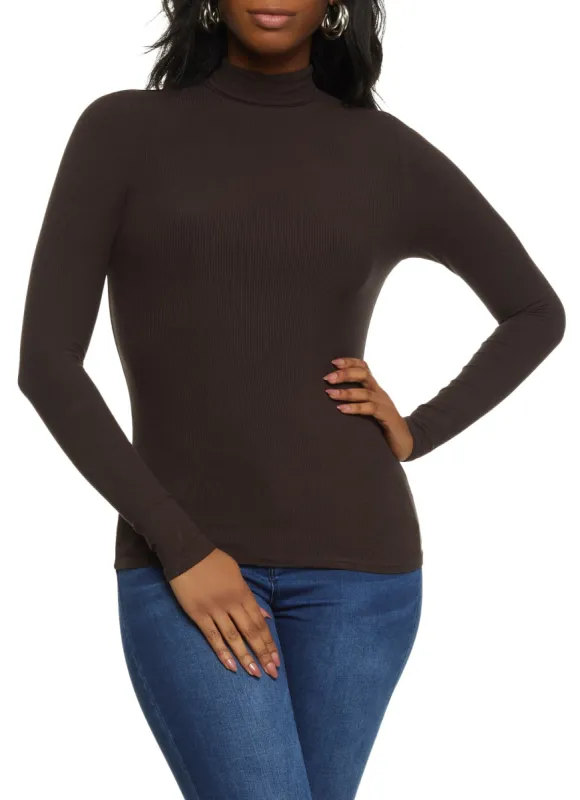 Solid Ribbed Knit Turtleneck Top sold by Rainbow