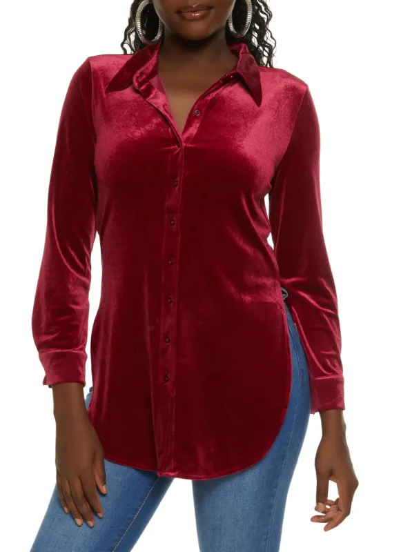 Velvet Button Front Shirt sold by Rainbow