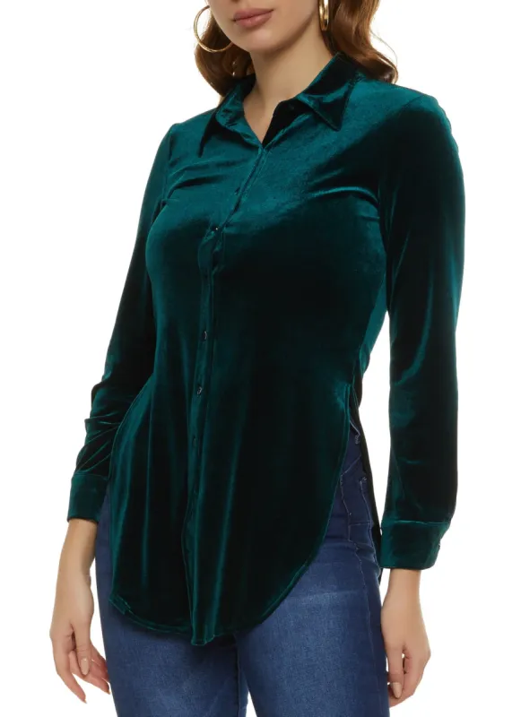 Velvet Button Front Shirt sold by Rainbow