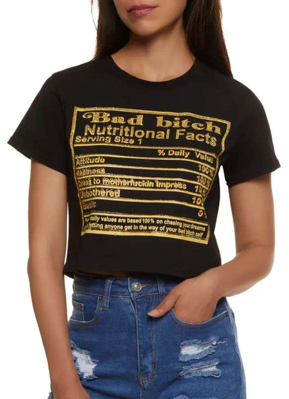 Nutritional Facts Cropped Graphic Tee sold by Rainbow