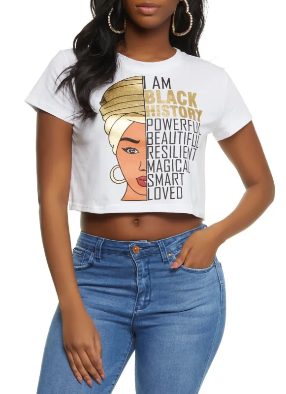 I Am Black History Cropped Graphic Tee sold by Rainbow