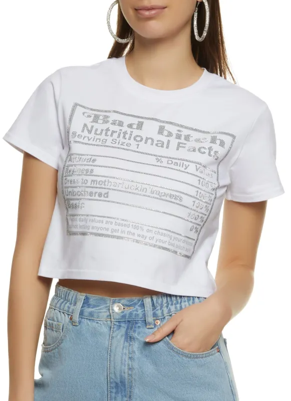 Nutritional Facts Cropped Graphic Tee sold by Rainbow