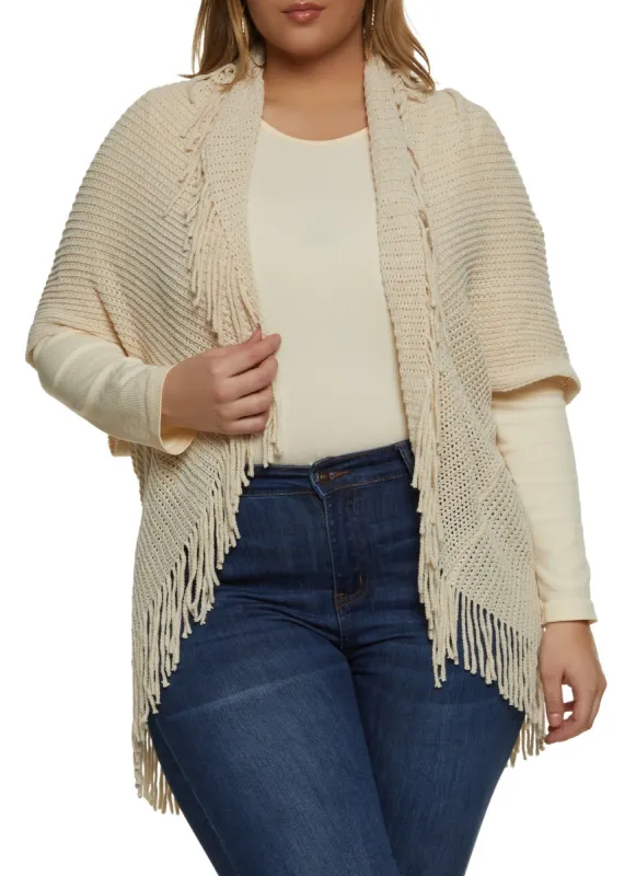 Chenille Fringe Hem Poncho sold by Rainbow