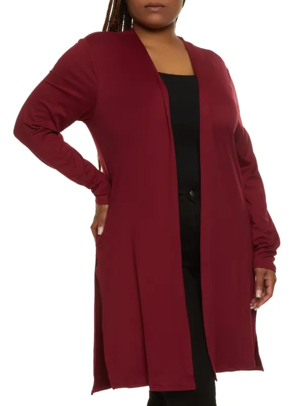Plus Size Soft Knit Solid Duster sold by Rainbow
