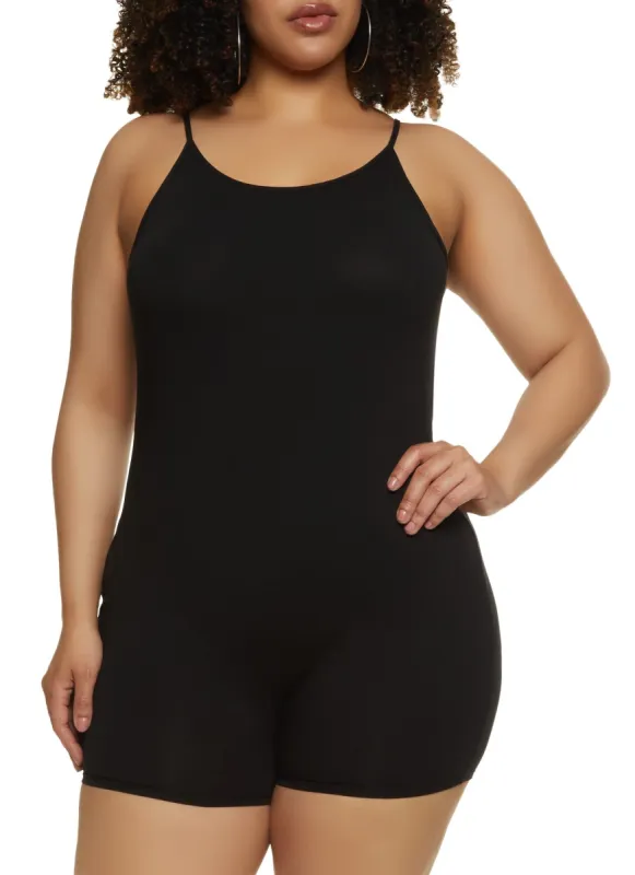 Plus Size Basic Cami Romper sold by Rainbow