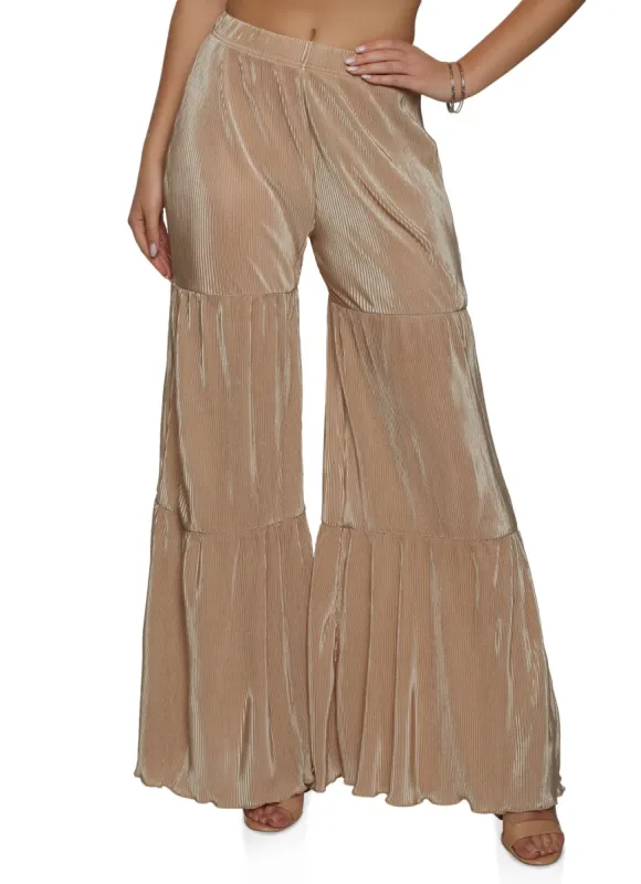 Plisse Tiered Wide Leg Pants sold by Rainbow