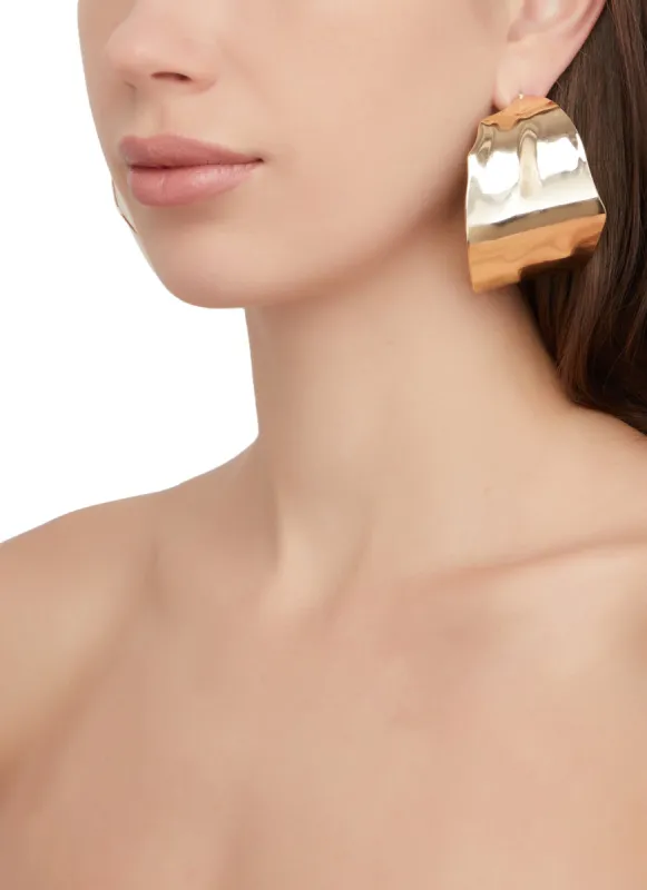 Metallic Chunky Oversized Hoop Earrings sold by Rainbow