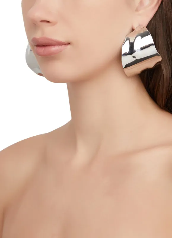 Metallic Chunky Oversized Hoop Earrings sold by Rainbow