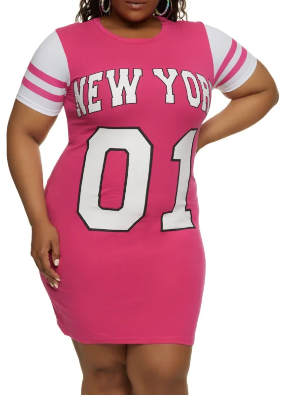 Plus Size New York 01 T Shirt Dress sold by Rainbow