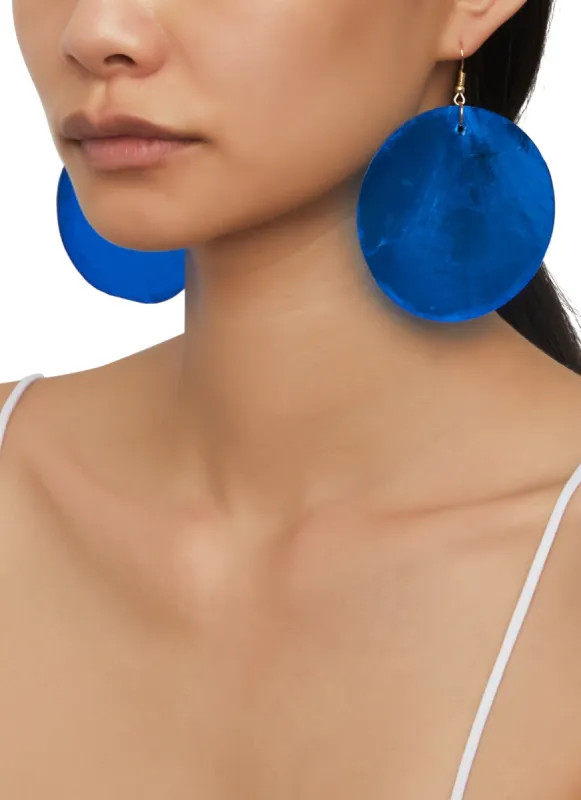 Round Shell Drop Earrings sold by Rainbow