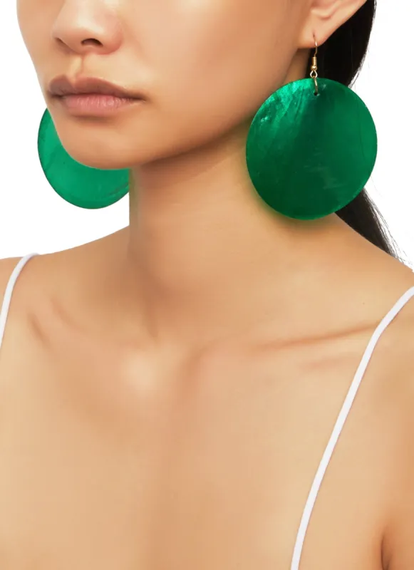 Round Shell Drop Earrings sold by Rainbow