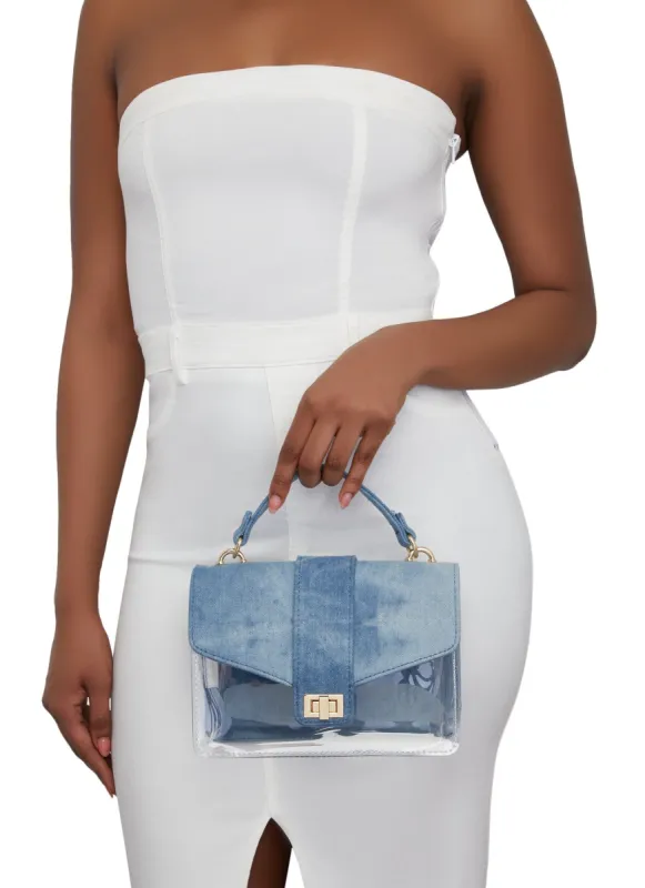 Clear Buckle Detail Denim Crossbody Bag sold by Rainbow