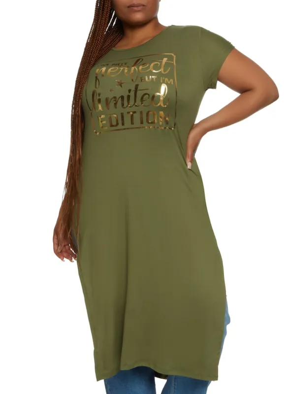 Plus Size Limited Edition Foil Screen Maxi Tee sold by Rainbow