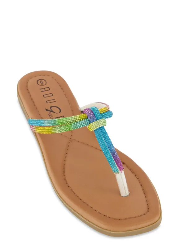 Rhinestone Knotted Thong Slide Sandals sold by Rainbow