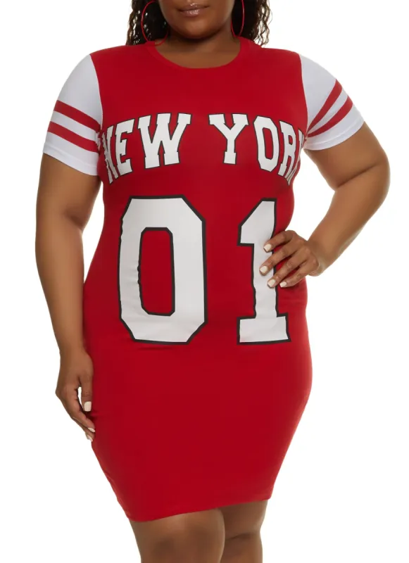 Plus Size New York 01 T Shirt Dress sold by Rainbow