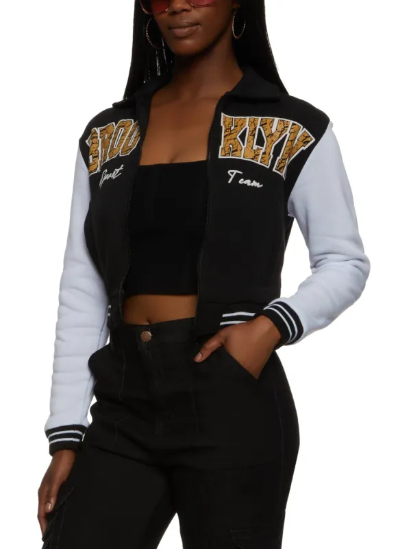Brooklyn Zip Front Varsity Jacket sold by Rainbow