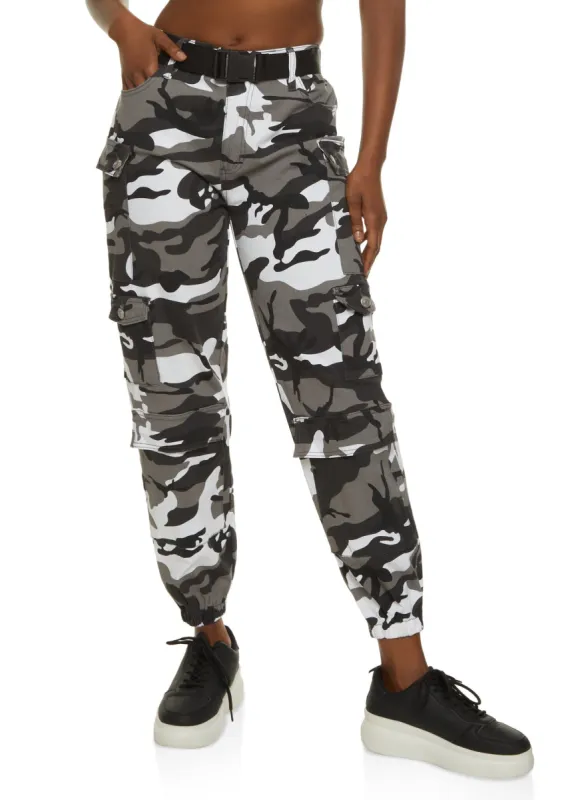 Camo Belted Cargo Joggers sold by Rainbow