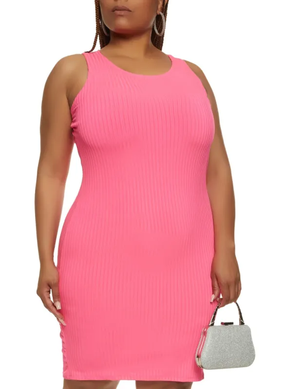 Plus Size Solid Ribbed Tank Dress sold by Rainbow