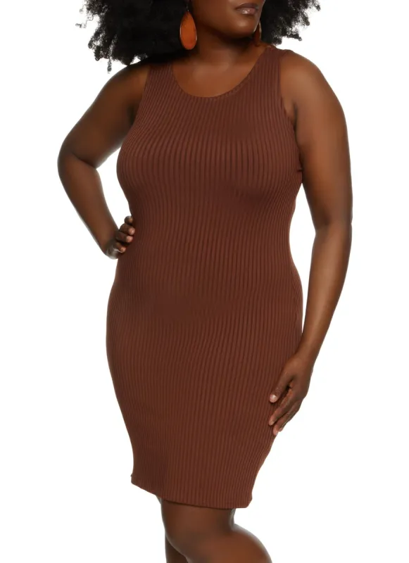 Plus Size Solid Ribbed Tank Dress sold by Rainbow