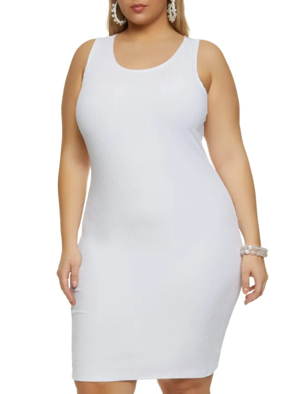 Plus Size Solid Ribbed Tank Dress sold by Rainbow