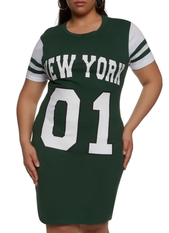 Plus Size New York 01 T Shirt Dress sold by Rainbow