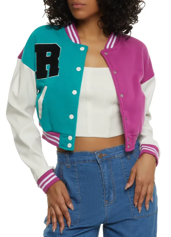 R Initial Chenille Patch Varsity Jacket sold by Rainbow
