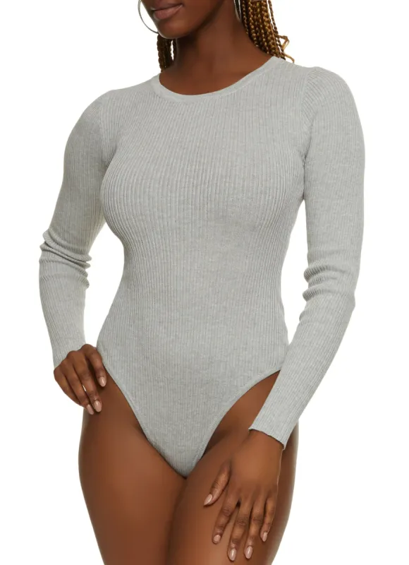 Ribbed Crew Neck Long Sleeve Bodysuit sold by Rainbow