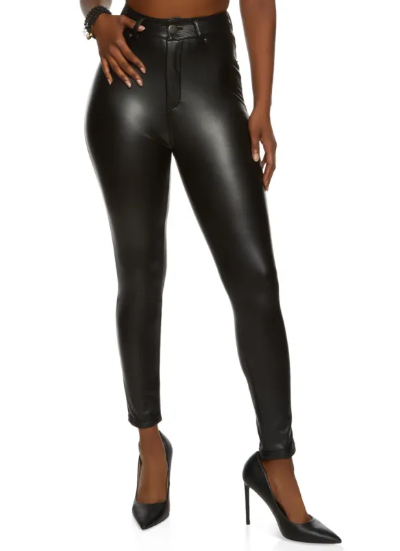 Faux Leather High Waist Skinny Pants sold by Rainbow