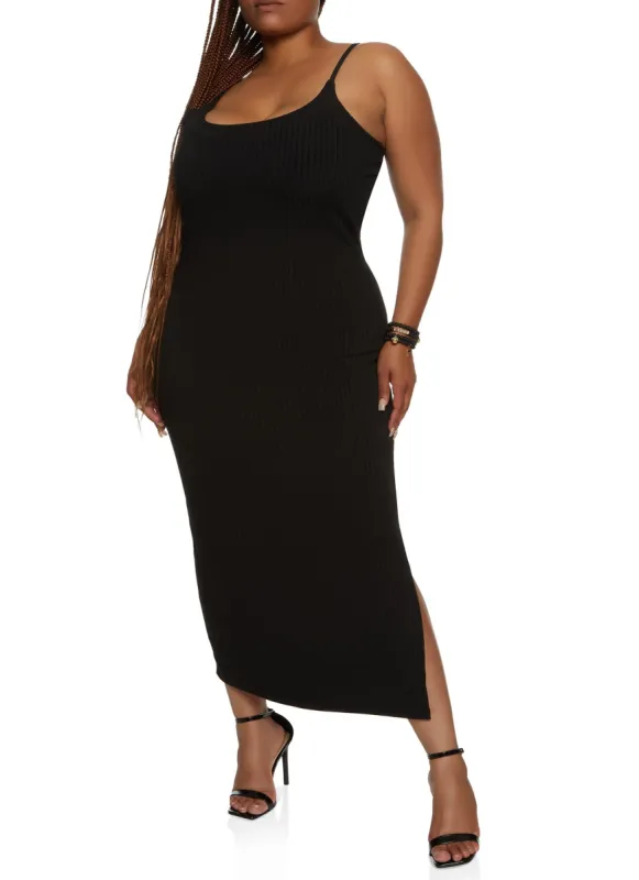 Plus Size Ribbed Cami Maxi Dress sold by Rainbow