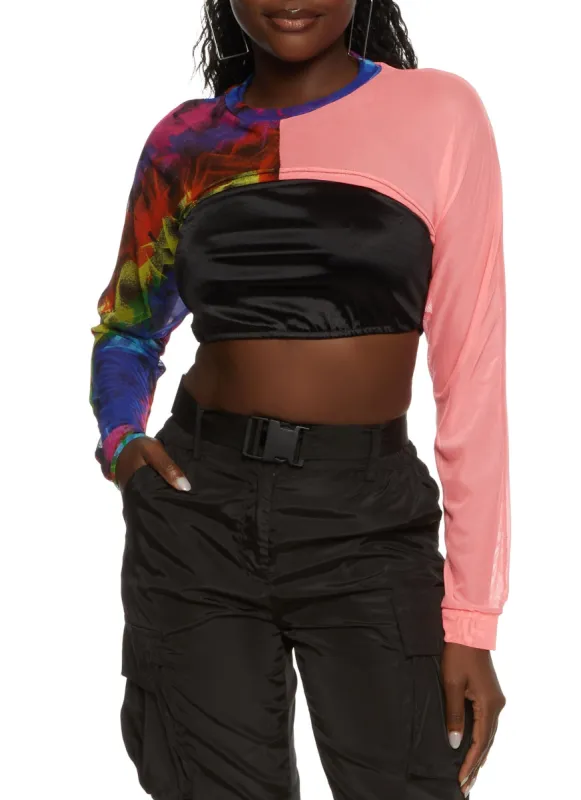 Two Tone High Neck Crop Top sold by Rainbow