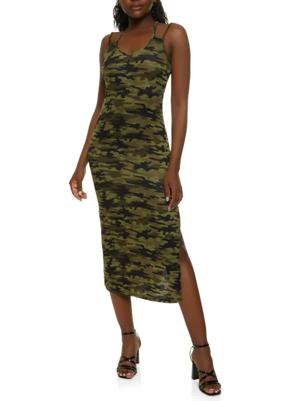 Camo Double Strap Cami Dress sold by Rainbow