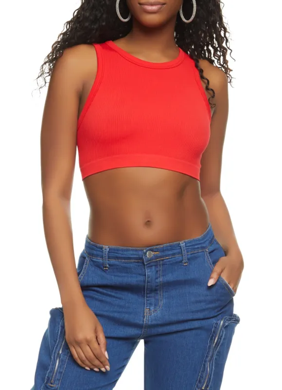 Ribbed High Neck Tank Top sold by Rainbow