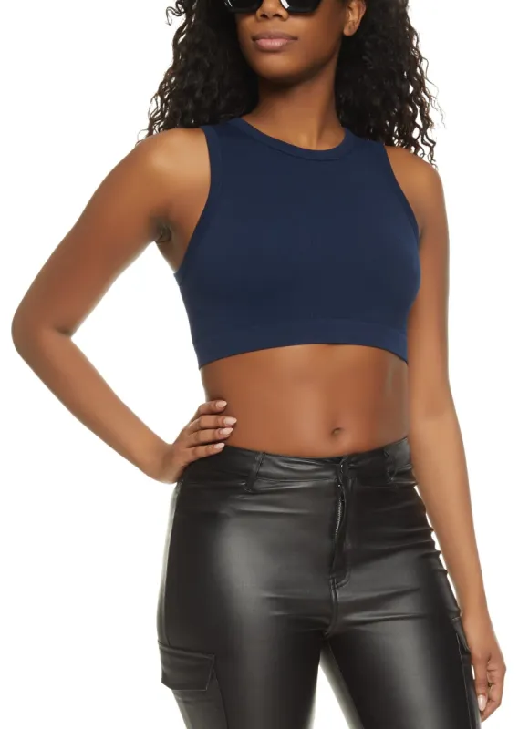 Ribbed High Neck Tank Top sold by Rainbow