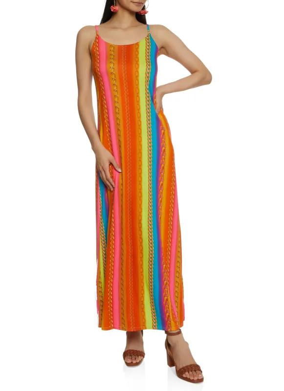 Rainbow Chain Print Cami Maxi Dress sold by Rainbow