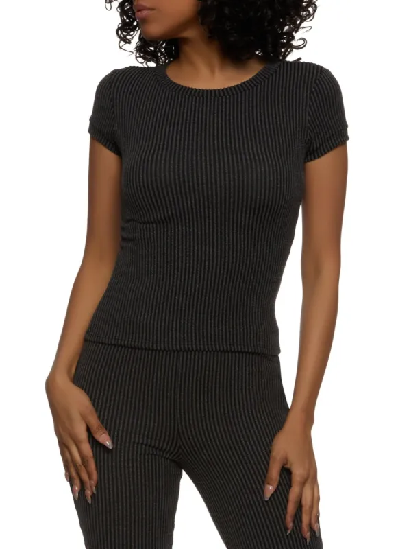 Ribbed Crew Neck Top sold by Rainbow