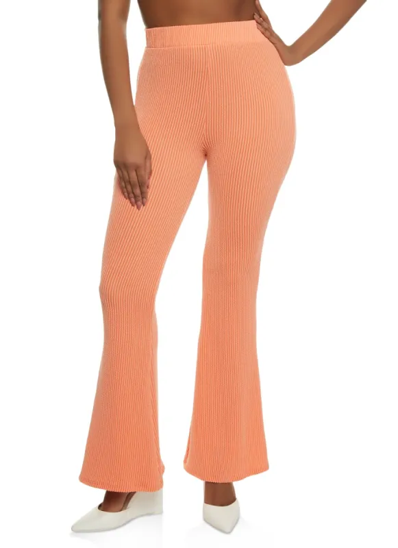 Ribbed High Waisted Flare Pants sold by Rainbow