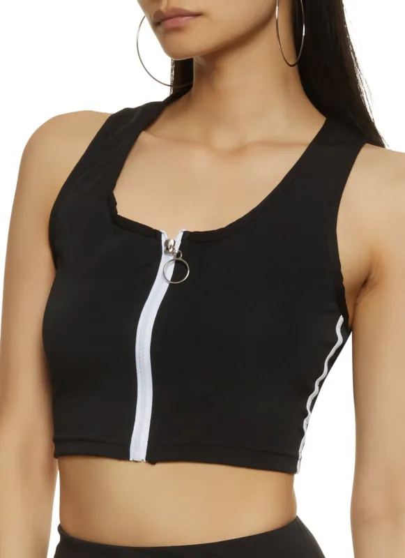 Zip Front Cropped Tank Top sold by Rainbow