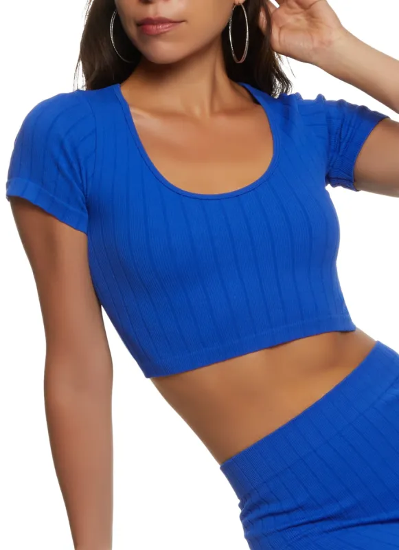 Compression Rib Cropped Active Top sold by Rainbow