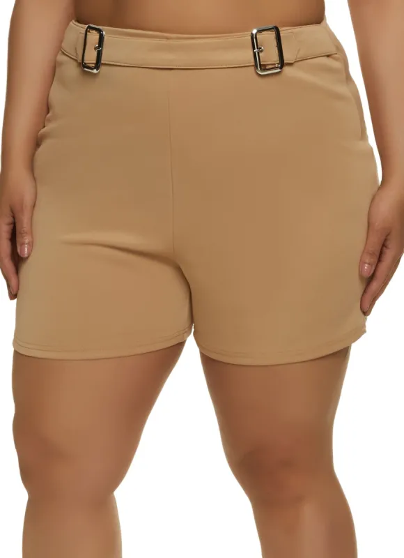 Plus Size Buckle Waist Shorts sold by Rainbow