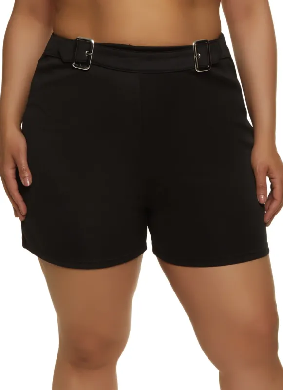 Plus Size Buckle Waist Shorts sold by Rainbow