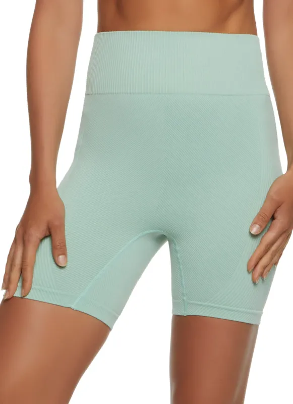 Compression Rib High Waist Biker Shorts sold by Rainbow