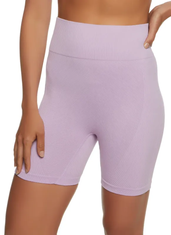Compression Rib High Waist Biker Shorts sold by Rainbow