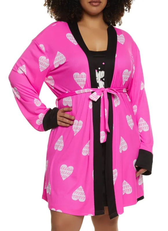 Plus Size Not Your Babe Graphic Nightgown with Robe sold by Rainbow