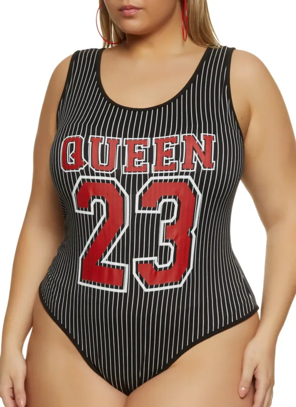 Plus Size Queen 23 Striped Bodysuit sold by Rainbow