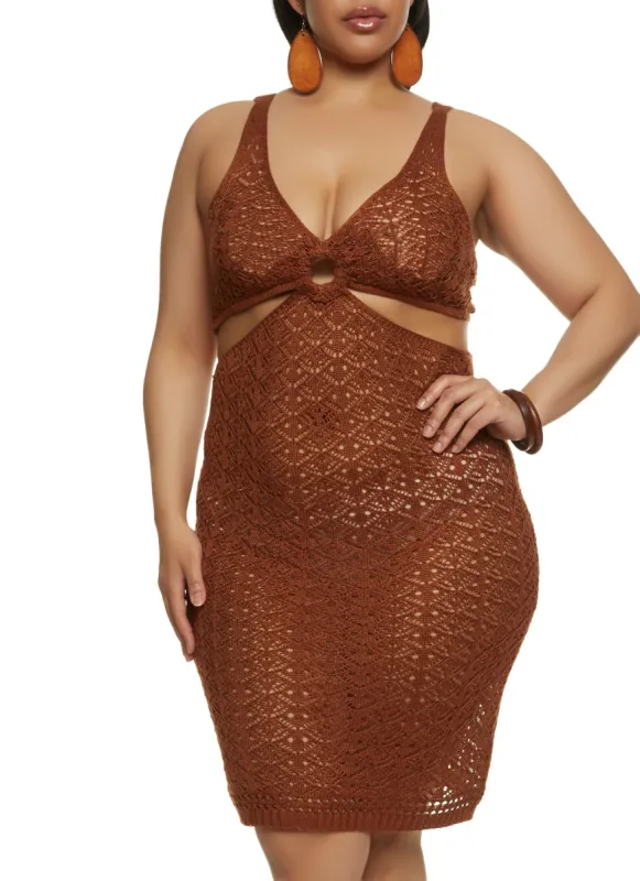 Plus Size Keyhole Cut Out Knit Dress sold by Rainbow