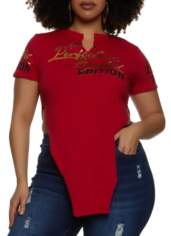 Plus Size Im Not Perfect But Im Original Notch Neck Top sold by Rainbow